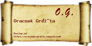 Oracsek Gréta névjegykártya